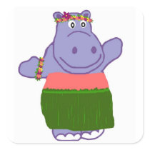 Hula Hippo Square Sticker