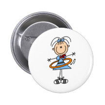 Hula Hoop Girl Button