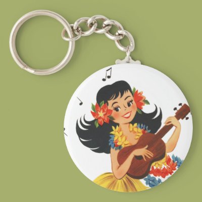 Hula Hula Girl Keychain Zazzle_keychain