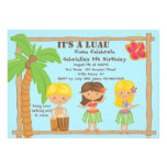 Hula Kids Luau Birthday Invitation