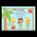 Hula Kids Luau Birthday Invitation invitations