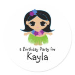 hula LUAU cutie custom BIRTHDAY keepsake label stickers