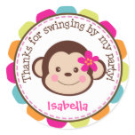 Hula Monkey Luau Birthday Party Favor Stickers