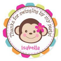 Hula Monkey Luau Birthday Party Favor Stickers