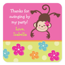 Hula Monkey Luau Bithday Party Favor Stickers