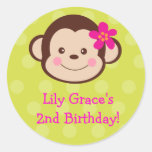 Hula Monkey Luau favor sickers seals labels kids Round Sticker