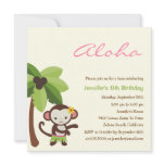 Hula Monkey Luau Party Invitation