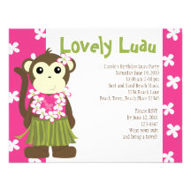 Hula Monkey Personalized Invitation