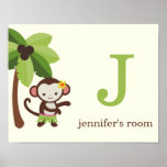 Hula Monkey Personalized Kids Wall Art Posters