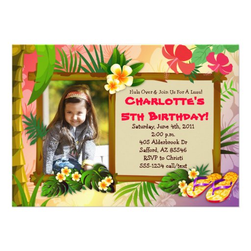 Hula Over!  Hawaiian Tropical Photo Invitations