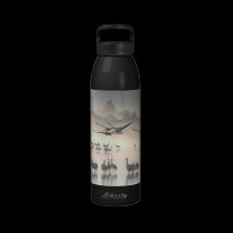 Hula Valley Cranes In Fog Water Bottle water bottles