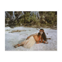 Hula Wahine / Hula Girl c.1909 Autochrome postcards