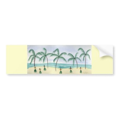 Hulas on the Beach Bumper Sticker by ginyhogan