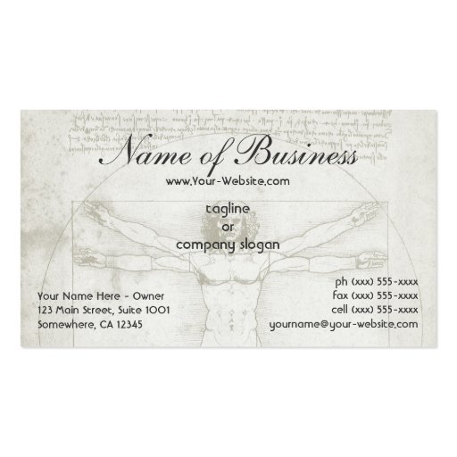 Human Anatomy, Vitruvian Man by Leonardo da Vinci Business Card