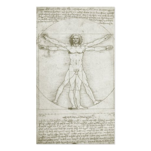 Human Anatomy, Vitruvian Man by Leonardo da Vinci Business Card (back side)