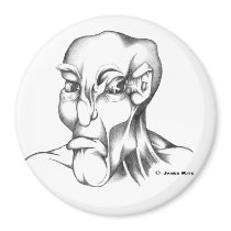 Human Head: Grumpy - WB Fridge Magnet