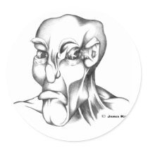 Human Head: Grumpy - WB stickers by serenitystudios Human Head: Grumpy - WB stickers
