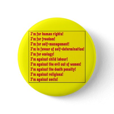 Human rights pinback buttons by Cactus42