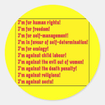 Human rights round stickers