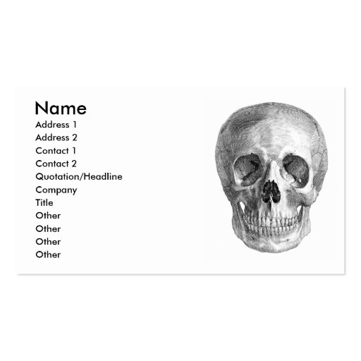 Human skull anatomy sketch drawing business card template (front side)
