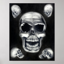 Human Skulls Black Poster Art