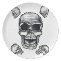 Human Skulls White Plate