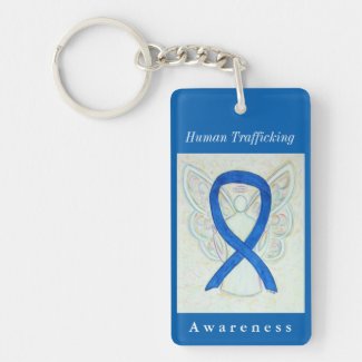 Human Trafficking Awareness Ribbon Angel Keychain