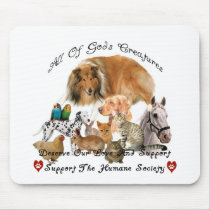 Humane Society All God's Creatures Animal Support Mouse Pad