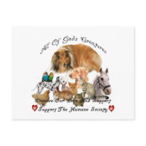 Humane Society All God's Creatures Animal Support Post Card