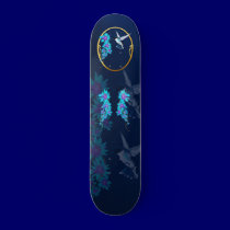Humming Bird In Blue Framed Skateboard