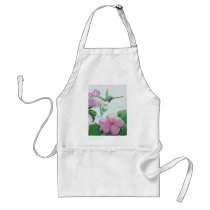 Humming bird wild pink flower hibiscus apron