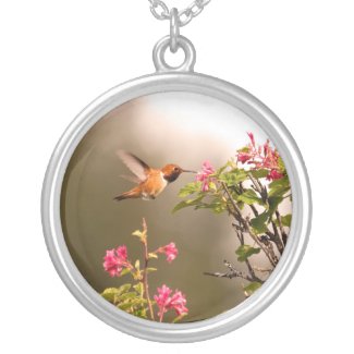 Hummingbird and Flower Necklace