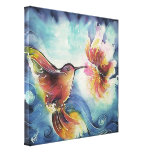 HummingBird and Flower Silk Art Painting Canvas Prints