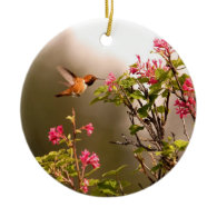 Hummingbird and Flowers Christmas Tree Ornament