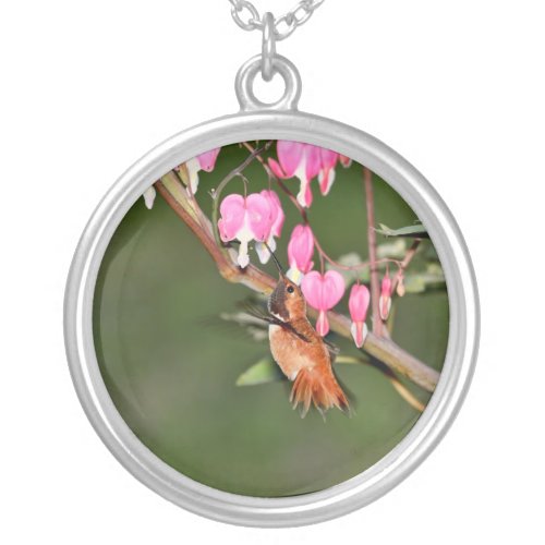 Hummingbird and Flowers Picture Pendant