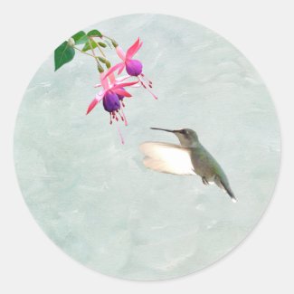 Hummingbird and Fuschia Sticker