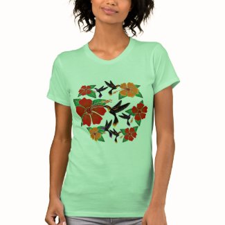 Hummingbird and Hibiscus Batik Tee Shirt