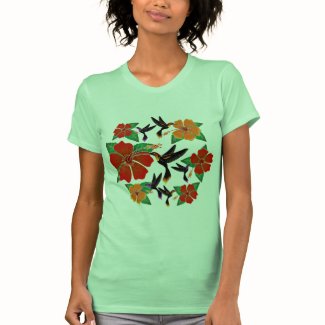 Hummingbird and Hibiscus Batik Tee Shirt