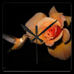 Hummingbird and Orange Rose Wall Clock wall clocks