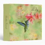 Hummingbird and Pink Lily on Floral Pattern Vinyl Binder