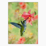Hummingbird and Pink Lily on Floral Pattern cards