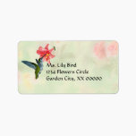 Hummingbird and Pink Lily on Floral Pattern labels
