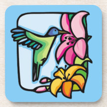 Hummingbird Art Deco Cork Coaster