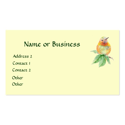Hummingbird, Bird, Nature, Wildlife, Business Card (front side)