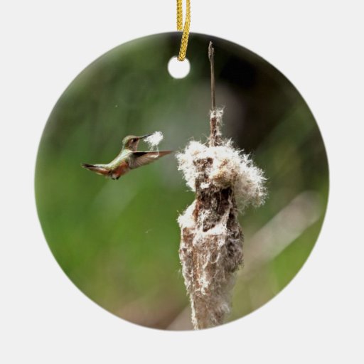 Hummingbird Building a Nest Christmas Ornaments