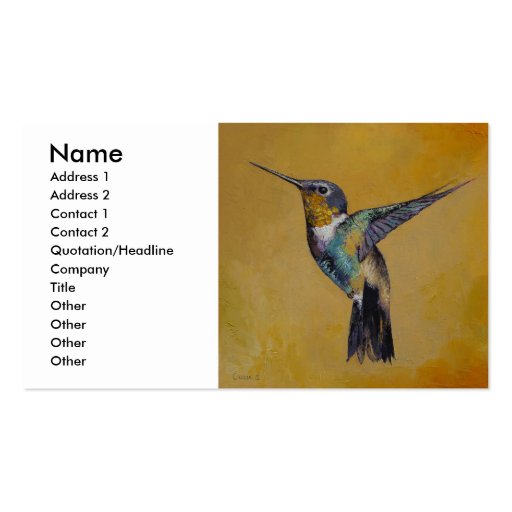 Hummingbird Business Card Templates