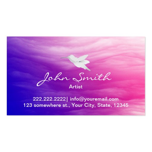 Hummingbird & Colorful Clouds Artist Business Card (front side)