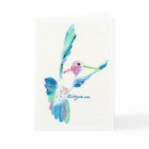 Hummingbird Flight Fine Art Painting Card by lillyarts Hummingbird Flight Fine Art Painting Card