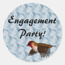 Hummingbird Floral Blue Round Stickers