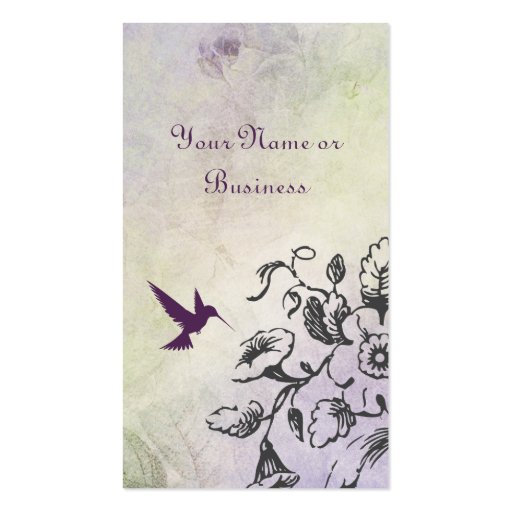 Hummingbird Floral Business Personal Calling Cards Business Card Template (front side)